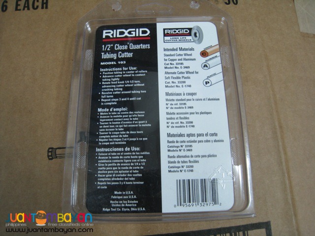 Tubing Cutter Ridgid Model 103 Close Quarters