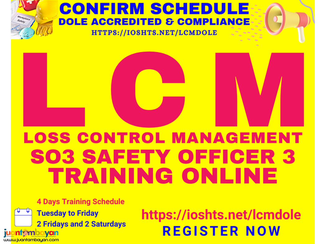 Online LCM Training SO3 Training DOLE Accredited Safety Officer 3