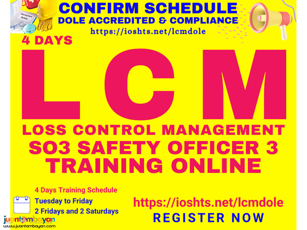 Online LCM Training SO3 Training DOLE Accredited Safety Officer 3